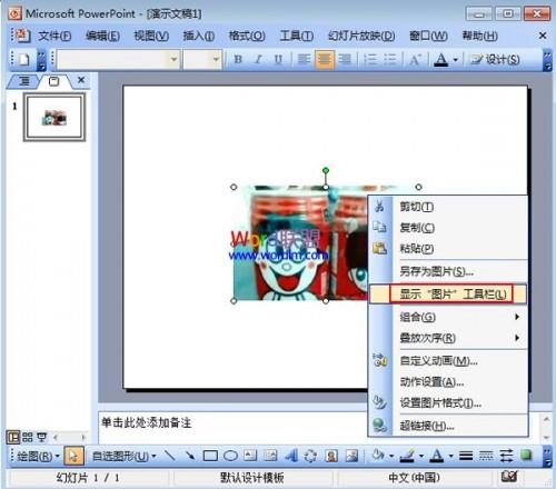 PowerPoint2003图片透明色的设置