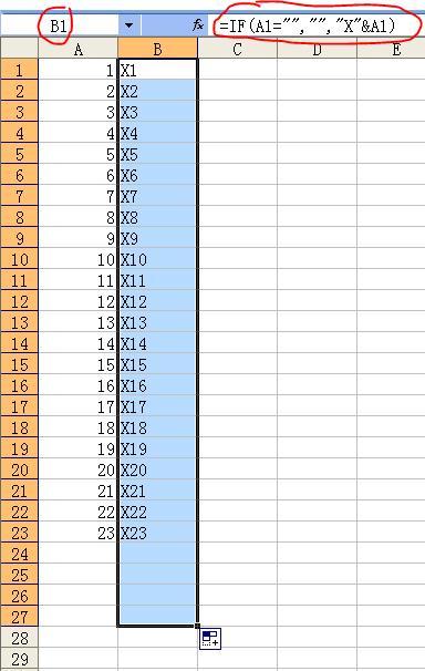 怎么在EXCEL表格中的数字前统一加一个字母?