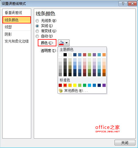 Excel2010误差线是黑色的如何更改其样式如颜色.线型等