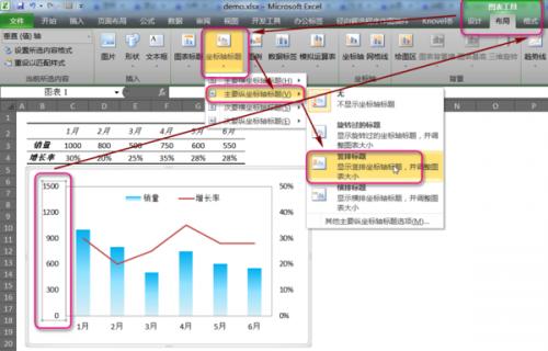 excel如何给坐标轴加标题,并且文字旋转90°竖向排列