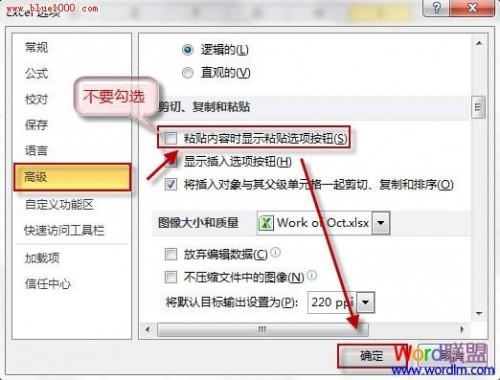 excel2010如何关闭粘贴复制选项?