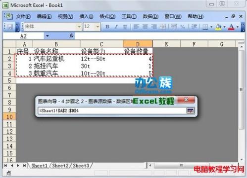 Excel2003中如何生成指定数据的折线图