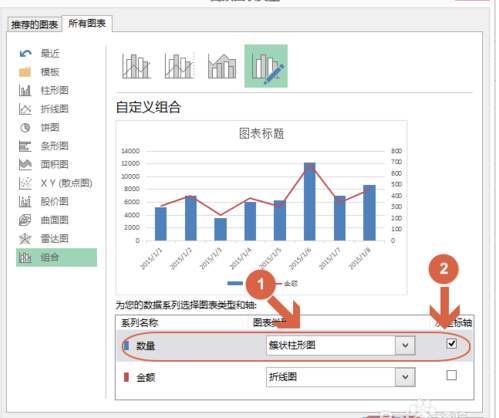 在 Excel 图表中如何使用两种类型图表?