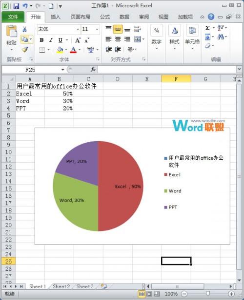 Excel2010怎么制作扇形统计图