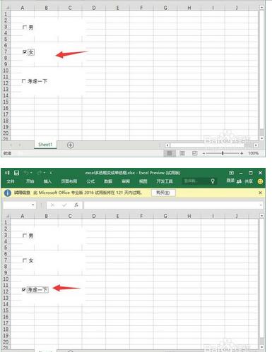 excel2007加入两对单选框怎么实现