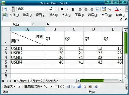 Excel2003表头的制作方法