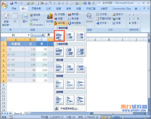 Excel教程 制作双向条形图的方法