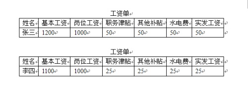 word如何快速制作工资条