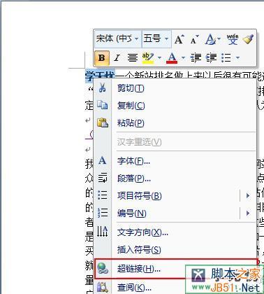word中怎么加入超链接