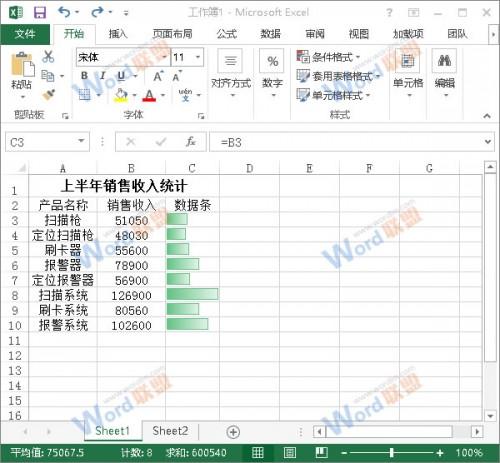 Excel2013如何使用数据条来展示数据?