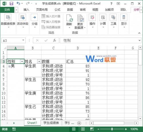 如何使用Excel2013中推荐的数据透视表