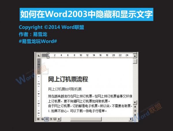 Word2003中应该如何隐藏和显示文字