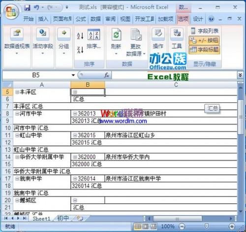 Excel2007如何插入数据透视表步骤