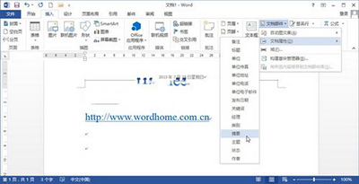 Word2013怎么插入文档摘要和关键字?