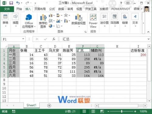 Excel2013图表制作实例:达标图