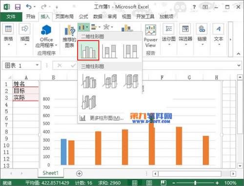 Excel2013如何在图标制作目标线柱形图