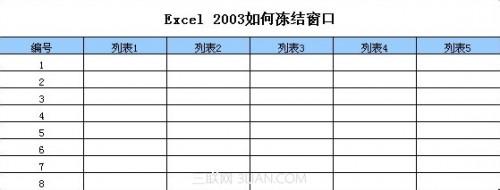 Excel 2003如何冻结窗口