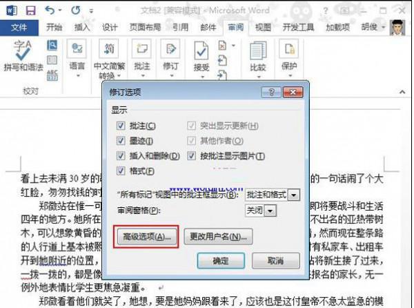 word2013如何设置显示修订痕迹