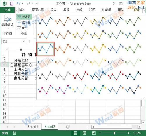 Excel2013如何使用迷你图展示数据?