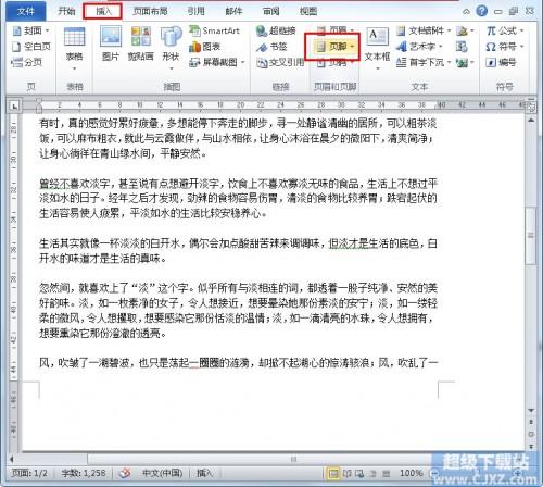 Word2010页脚如何插入