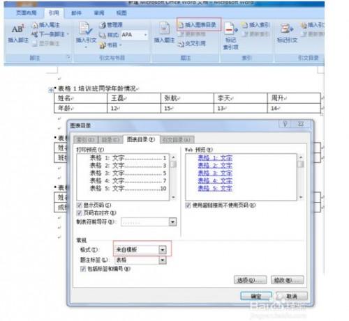 如何在word中插入图表目录?