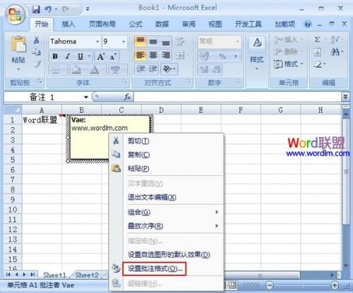 Excel2007中图片批注的添加