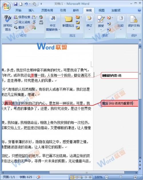 Word2007中怎样利用审阅功能纠正文档的错误