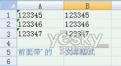 Excel2007中数字格式与文本格式的互转