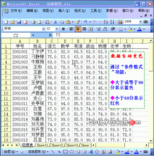 Excel根据条件自动填充颜色动画教程