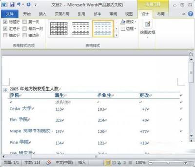 Word2010中添加快速表格的技巧