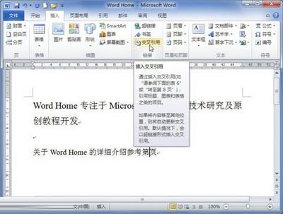 Word2010中书签的交叉引用该怎么设置?