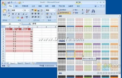 了解漂亮美观的Excel2007文档内置主题样式