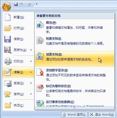 word2007使用密码保护文档