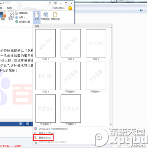 word2013怎么删除水印?