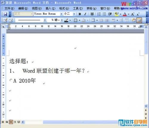 在Word2003中制作电子版单择题的方法