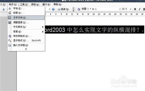 怎么在word2003中实现文字的纵横混排?