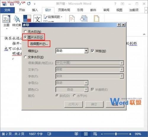 Word2013教你DIY图片水印的方法