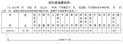 用Word自动生成成绩通知单