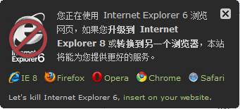 WordPress自动提醒IE6访客升级浏览器