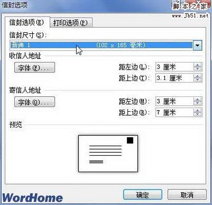 如何在Word2010中设置信封选项(图文教程)