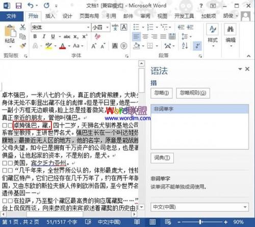 Word2013中单词拼写检查的用法