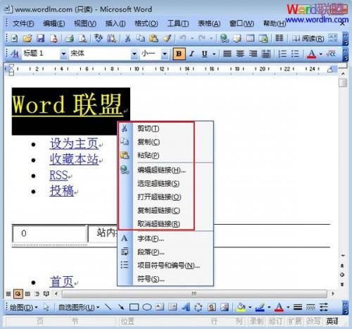 在Word2003中对禁止复制的网页进行常规操作