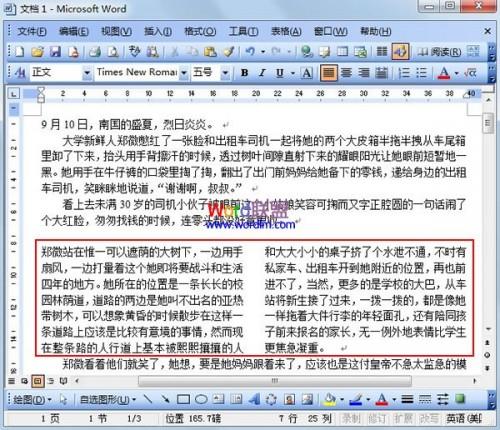 Word2003将文档进行分栏查看