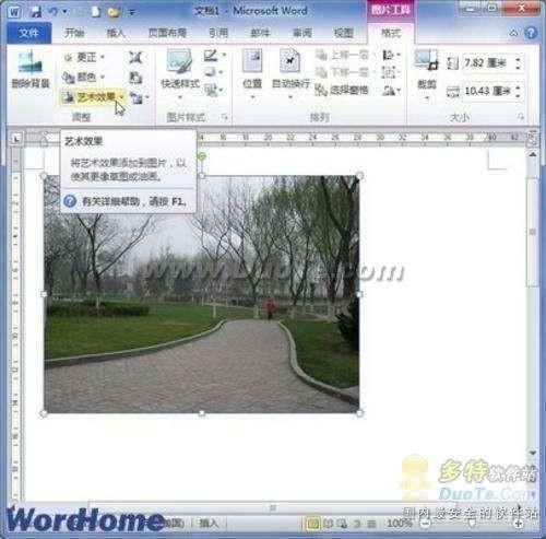 在Word 2010文档中为图片设置艺术效果