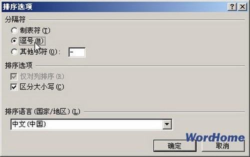 Word2007技巧:对使用分隔符分割的数据排序