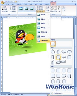 Word 2007技巧:设置图片三维旋转效果
