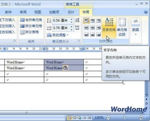 Word 2007技巧:设置文字方向