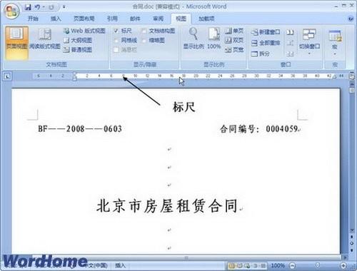 在Word2007中显示或隐藏标尺.网格线