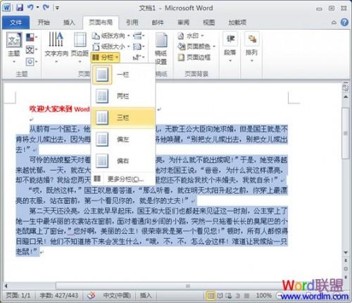 Word2010如何分两栏.三栏.多栏技巧