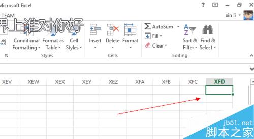 Excel 选区选定及行数列数查看（2013版）